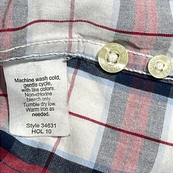 J. Crew mens red blue white tartan plaid Tailored fit button down shirt - size M - Picture 7 of 8